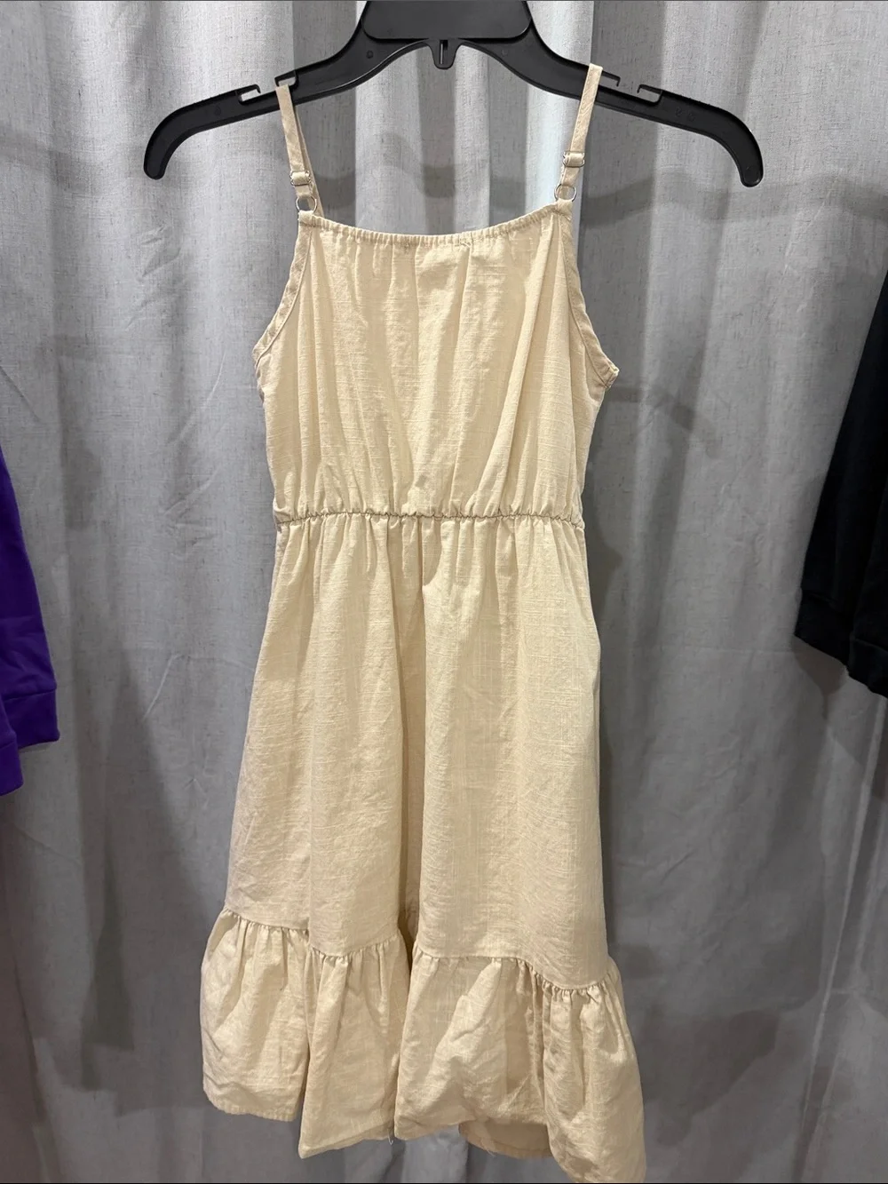 Girls Cream Spaghetti-Strap Tiered Sundress